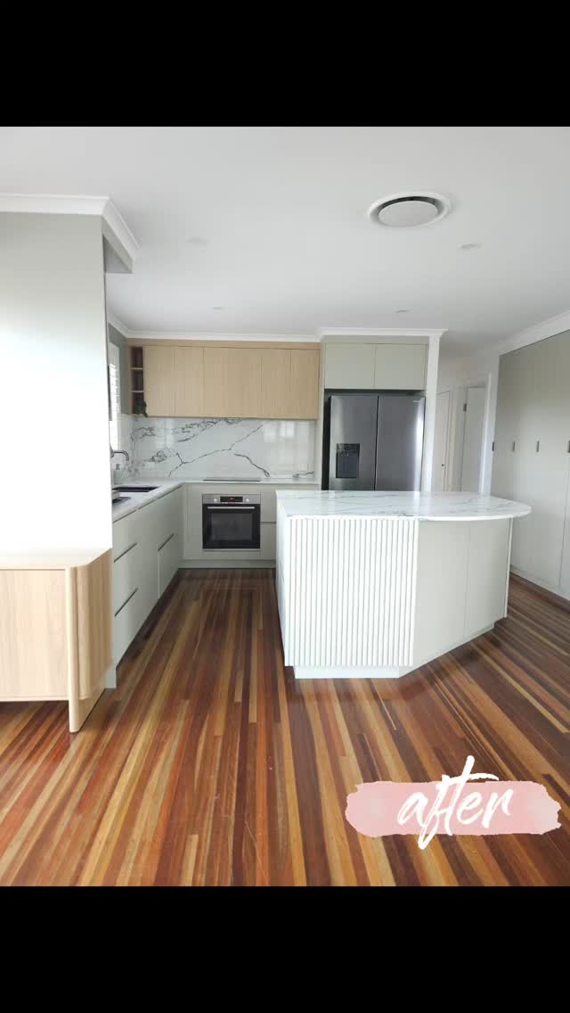 Kitchen transformation 🩷 #beforeandafter

Design by @miradesignco 
Cabinetry by @masoncabinetry 

#kitchendesign #interiordesign #kitcheninspiration #greenkitchen #calmingkitchen #modernkitchen #kitchenrenovation #sunshinecoastdesigner