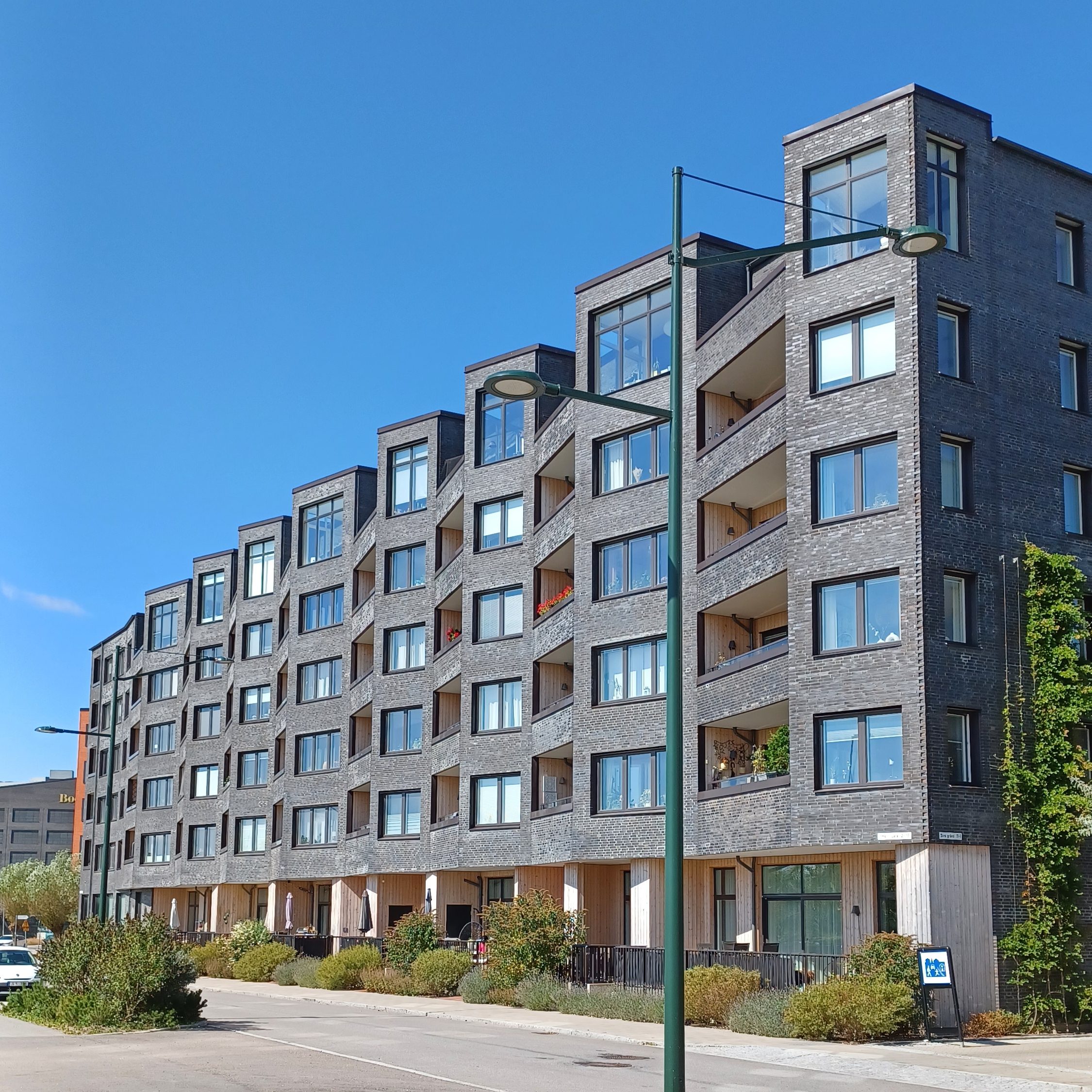 The new block from the courtyard side