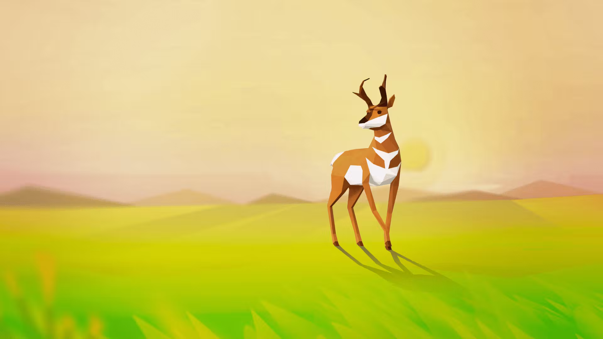 A deer illustration on a prairie.